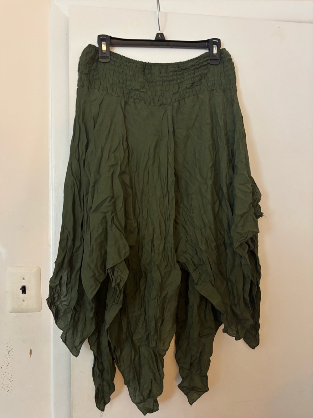 EARTHBOUND Olive Green Handkerchief Hem Skirt